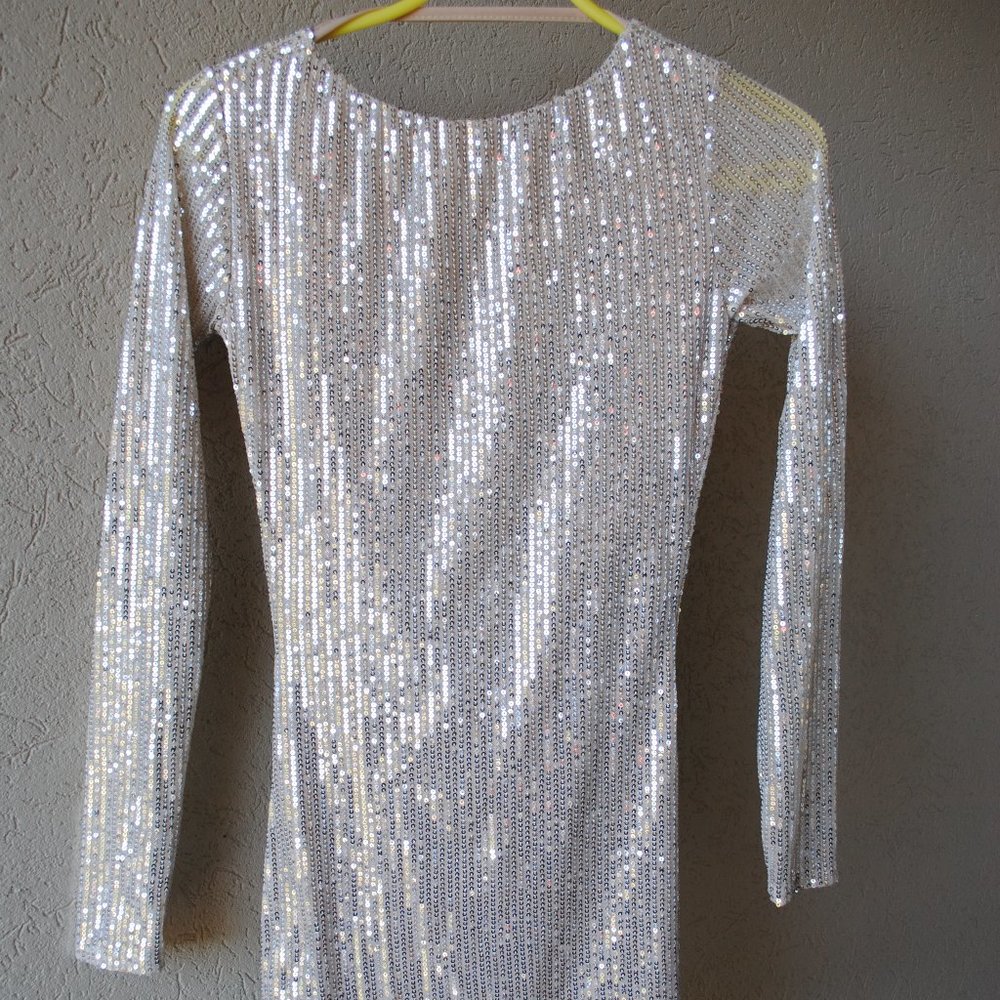 NWT! Nasty Gal Sequin Cowl Open Back Mini Dress